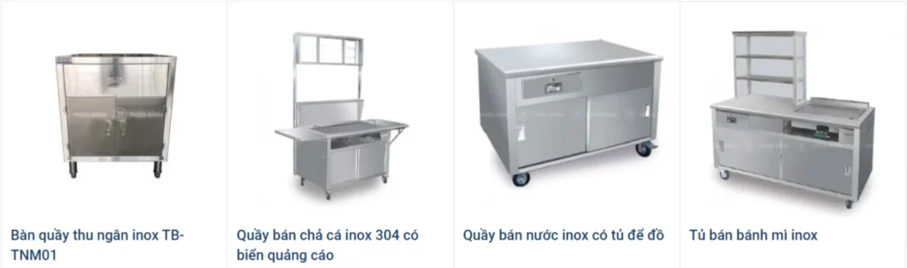 các mẫu quầy bán hàng, xe bán hàng inox của Thiên Bình Group