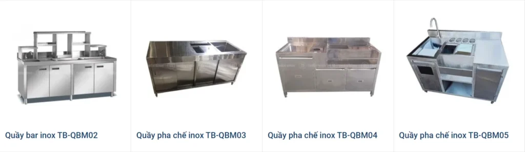 các mẫu quầy bar inox, quầy pha chế inox của Thiên Bình Group