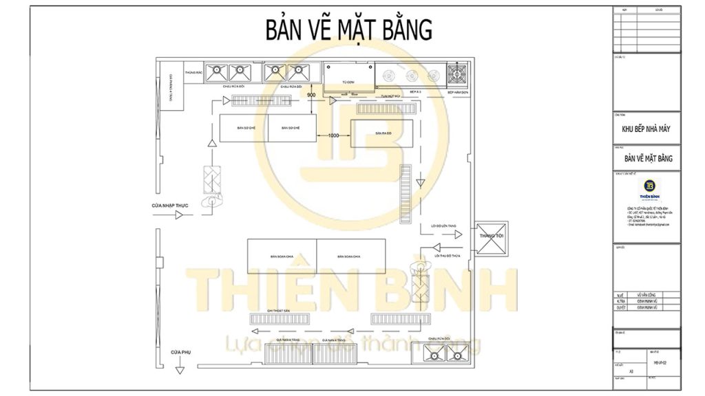 Bản vẽ mặt bằng bếp ăn Công ty Bê tông Petrolimex