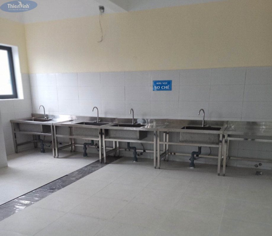 Hệ thống chậu rửa inox cho dự án trường mần non Hoa Hồng 110 Quán Thánh