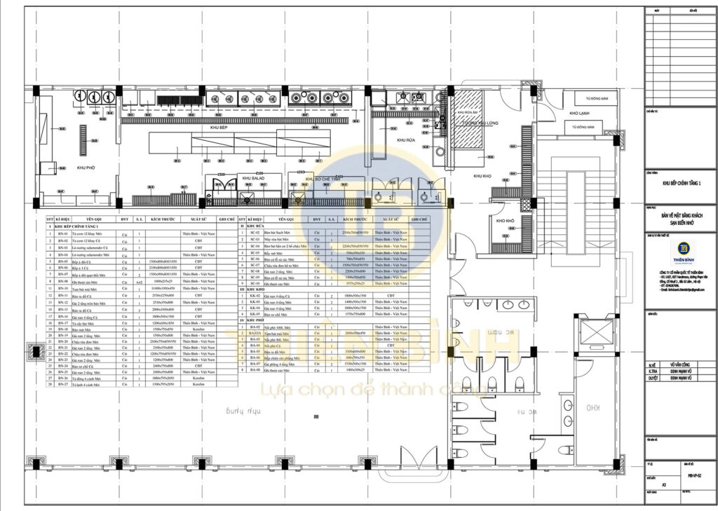 Bản vẽ khu bếp tầng 1