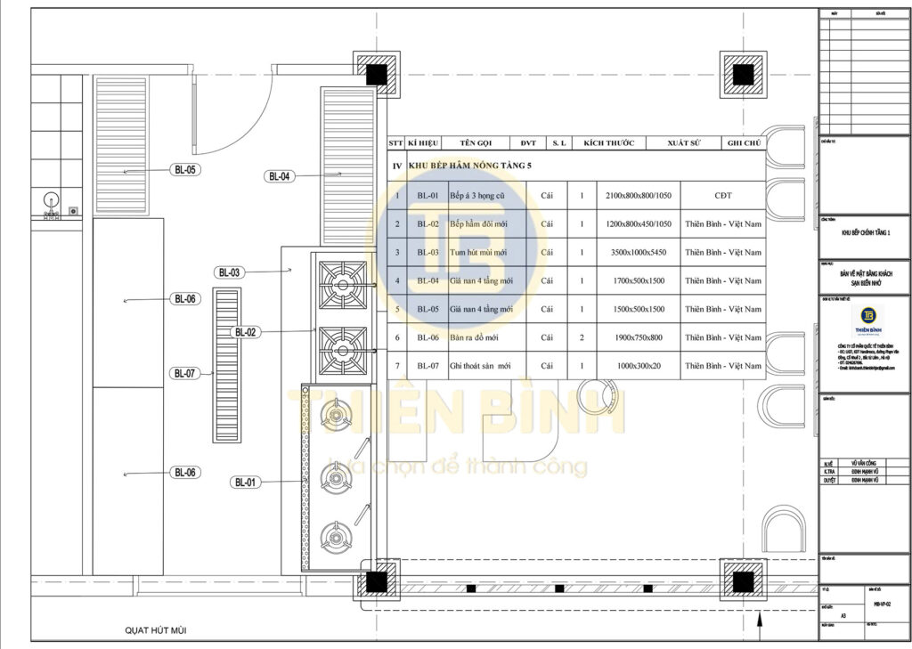 Bản vẽ khu bếp tầng 5