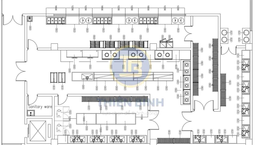 Bản vẽ khu bếp công trình nhà máy Tamron Vĩnh Phúc