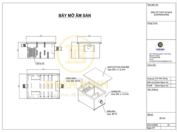 Bản vẽ bể tách mỡ