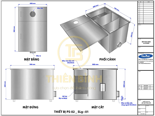 Bản vẽ chi tiết bể tách mỡ 