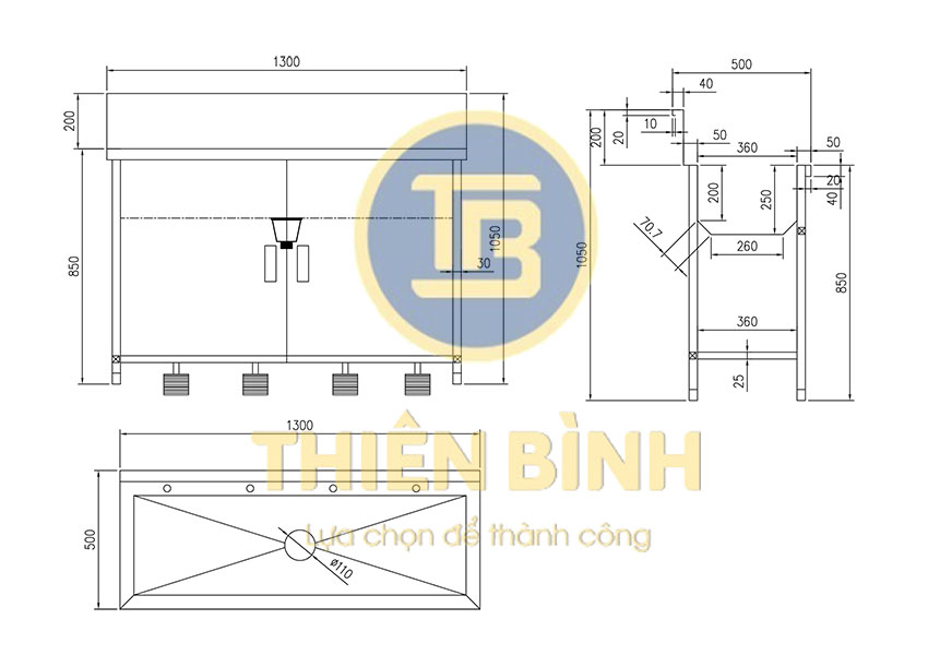 Thiết kế bồn rửa tay 4 vòi có chân đạp nước