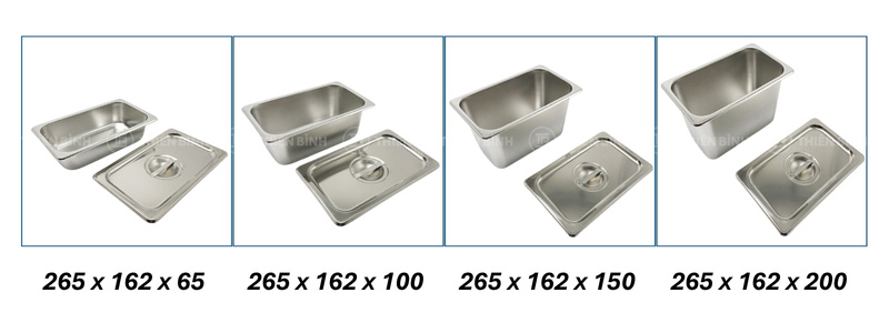 Tổng hợp kích thước các loại khay inox GN và ứng dụng thực tế - ảnh 9 Tổng hợp các kích thước khay GN 1/4
