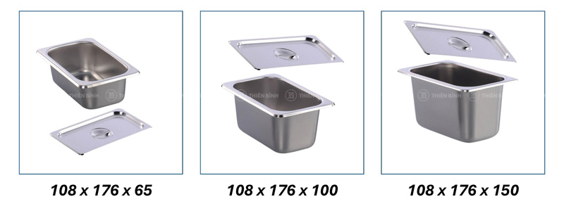 Tổng hợp kích thước các loại khay inox GN và ứng dụng thực tế - ảnh 11 Tổng hợp các kích thước khay GN 1/9