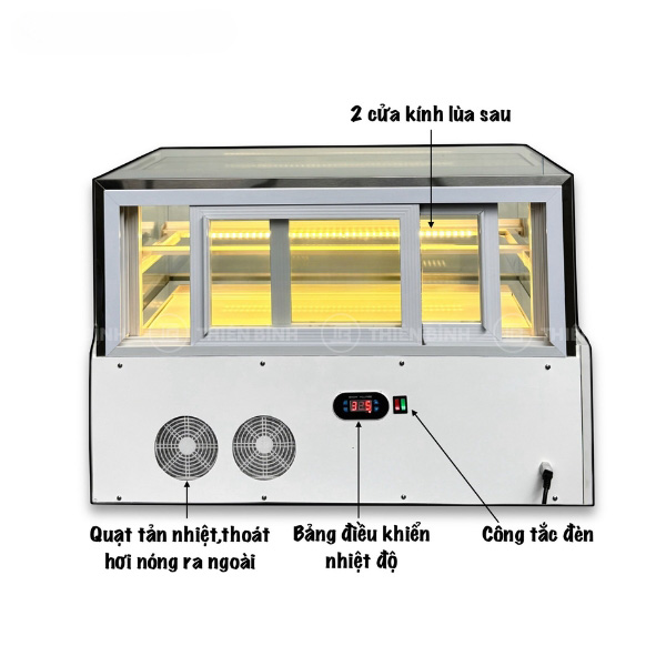 Tủ bánh mini để bàn 1 tầng 70cm kính vuông Snow Village GB-100V.Z1 - ảnh 2 Các thông số mặt sau của tủ bánh mini 70cm kính vuông Snow Village GB-100V.Z1