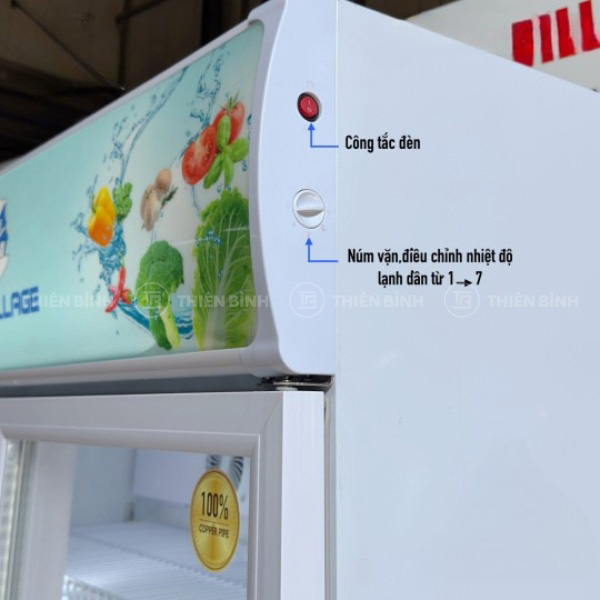 Tủ mát trưng bày 2 cánh kính Snow Village LC-1200X - ảnh 4 Công tắc và núm vặn điểu chỉnh của tủ mát trưng bày 2 cánh kính Snow Village LC-1200X
