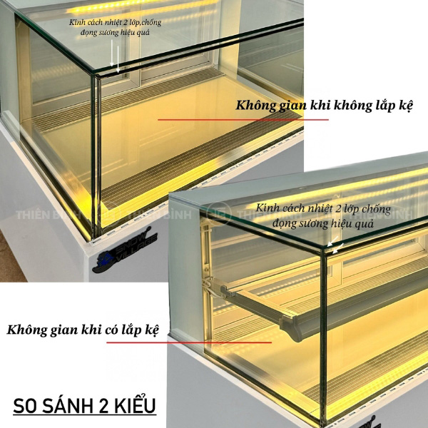 Tủ bánh mini để bàn 90cm kính vuông Snow Village GB-120V.Z1 - ảnh 4 Kệ tủ bánh kính vuông Snow Village GB-120V.Z1