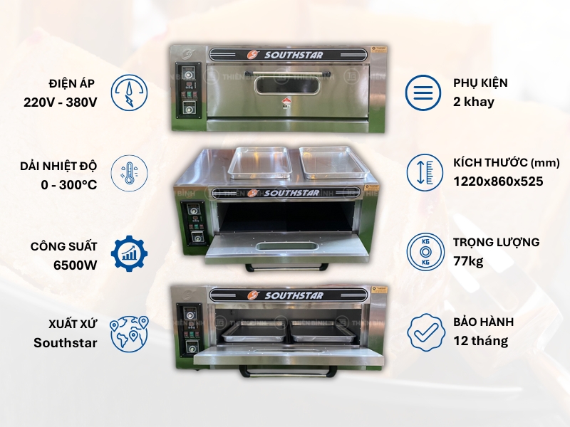 Top 6 lò nướng bánh trung thu cho tiệm bánh được ưa chuộng nhất 2025 - ảnh 3 Lò nướng Southstar 1 tầng 2 khay dùng điện YXD-20C