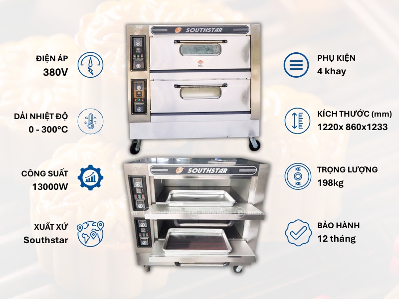 Top 6 lò nướng bánh trung thu cho tiệm bánh được ưa chuộng nhất 2025 - ảnh 4 Lò nướng 2 tầng 4 khay dùng điện Southstar YXD-40C