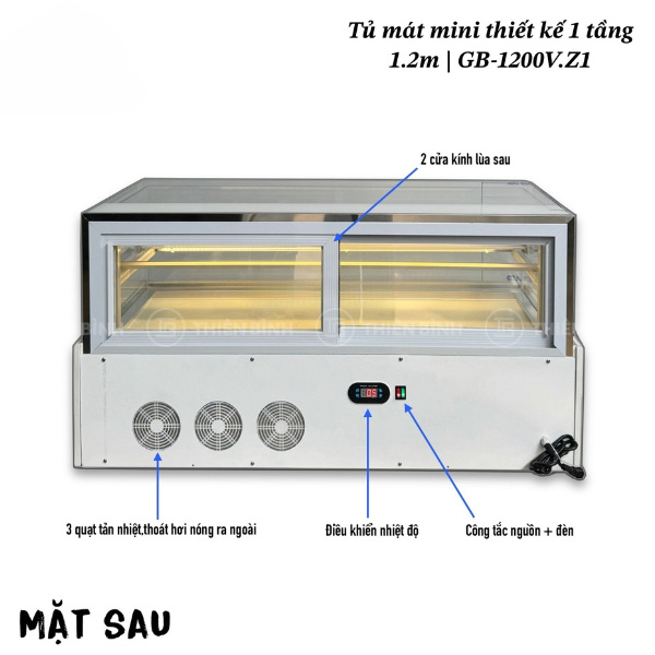 Mặt sau tủ bánh kem 1m2 Snow Village GB-1200V.Z1