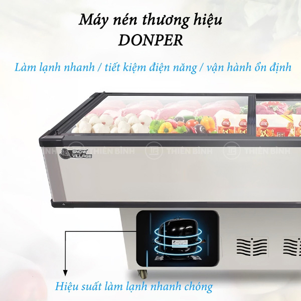 Tủ đông trưng bày Snow Village SD/SC-2000 - ảnh 3 Máy nén donper của tủ đông Snow Village SD/SC-2000