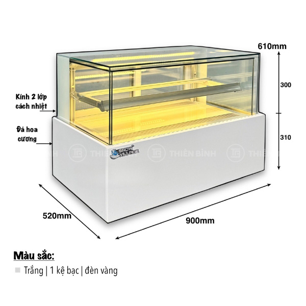 Tủ bánh mini để bàn 90cm kính vuông Snow Village GB-120V.Z1 - ảnh 1 Tủ bánh mini Snow Village GB-120V.Z1