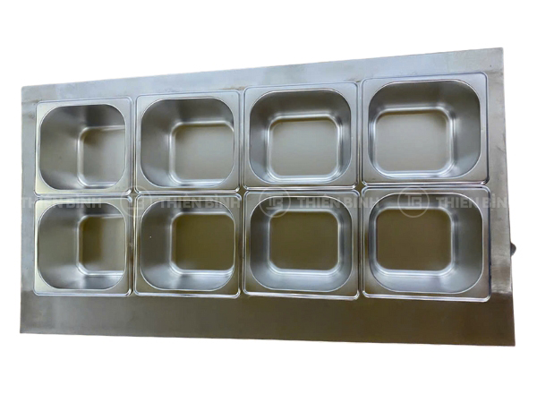 Hình ảnh thực tế thiết bị giữ nóng thức ăn đặt bàn 8 khay