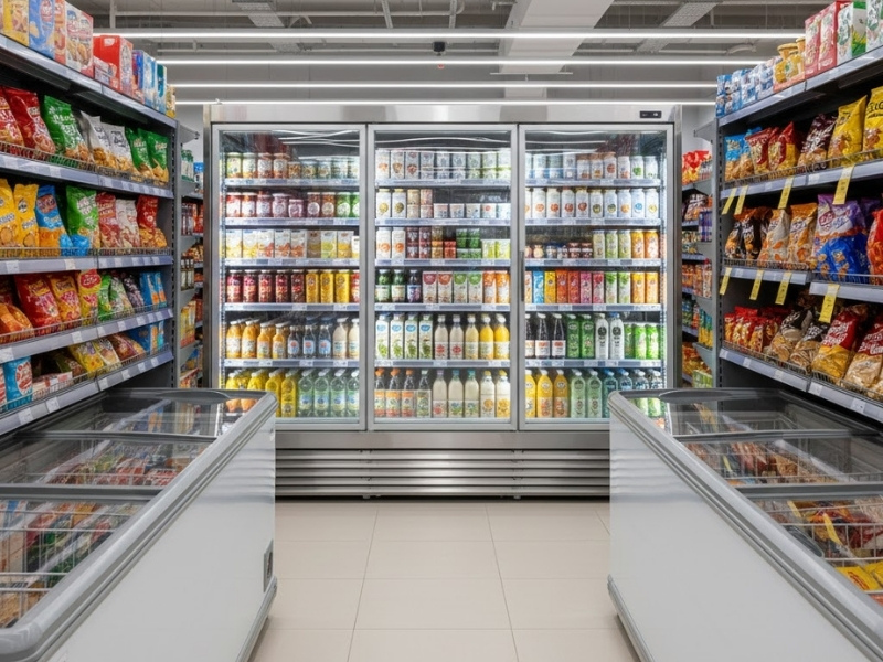 Tủ mát 6 cánh tại siêu thị