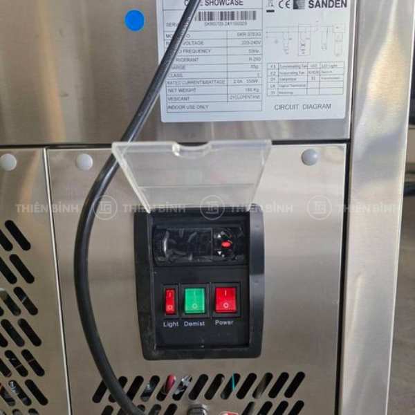 Tủ trưng bày bánh 4 tầng 90cm kính vuông Sanden SKR-0903G - ảnh 3 Bảng điều khiển tủ bánh Sanden SKR-0903G