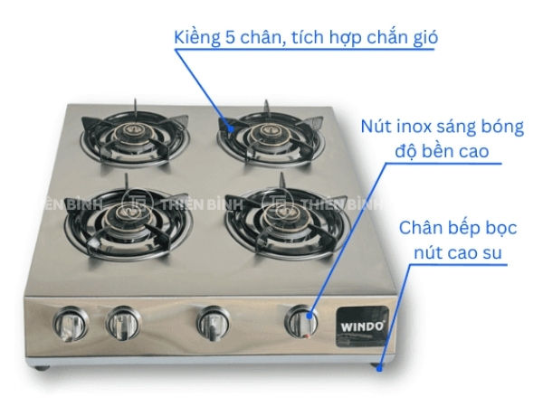 Ảnh bếp gas công nghiệp 4 họng Windo