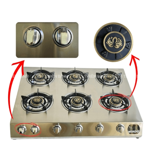 Ảnh bếp gas công nghiệp 6 họng Windo